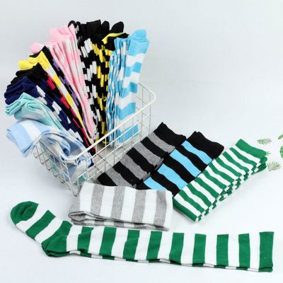 Striped Stockings Over the Knee Elastic Color Block Striped Stockings Women