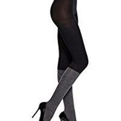 DKNY Fashion Knee High Sock Tight Size Medium Black/Flannel Melange