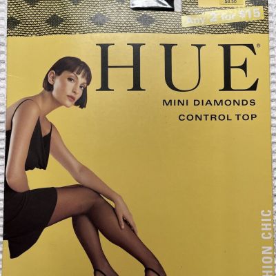 HUE Mini Diamond Control Top #11096 SIZE 3 Black Pantyhose