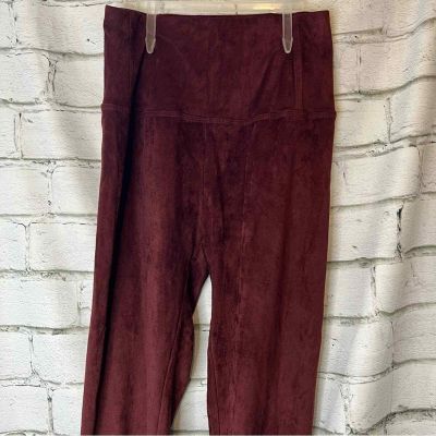 RD Style Ladies Wine Red Faux Suede High Waisted Leggings, Size Small, NWT!!