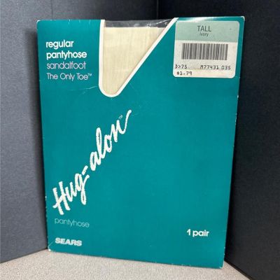 Hug Alon Regular Sears Pantyhose Sandalfoot Tall Ivory NEW Vintage