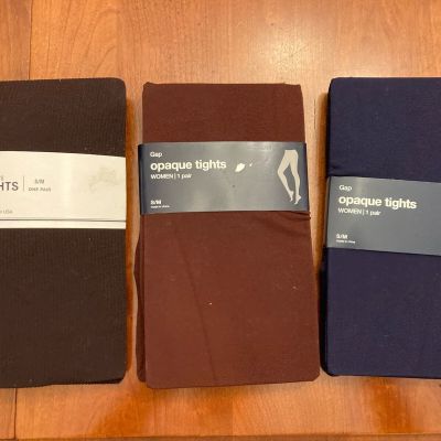 Gap Women Opaque Tights S-M  Navy, Burgundy, Dark Brown. NWT