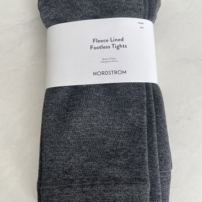 NWT NORDSTROM CHARCOAL FLEECE LINED FOOTLESS TIGHTS SIZE M/L