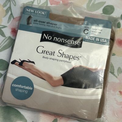 New No Nonsense Great Shapes Body Shaping Pantyhose Size C Beige Mist CC4