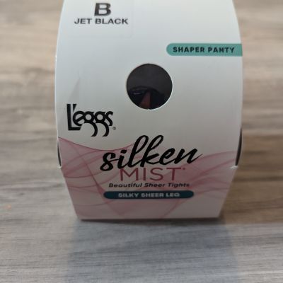 1 Pair L’eggs Silken Mist Silky Sheer Leg Tights Shaper Panty, Size B, Jet Black