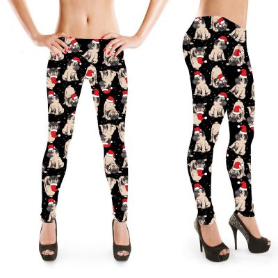 NWT 8 OF HEARTS BUTTERY SOFT CHRISTMAS SANTA PUG LEGGINGS SIZE 1X ... WOW!!!