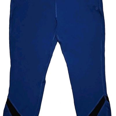 Betabrand Women XL Front Pockets Stretch Yoga Workout Blue Cropped Pants Legging