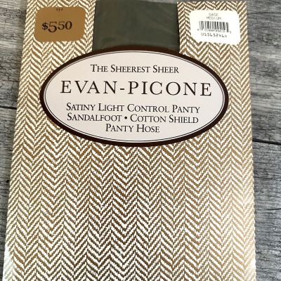 New Vintage Evan Picone SAGE GREEN Tights Stockings Pantyhose USA Sheer