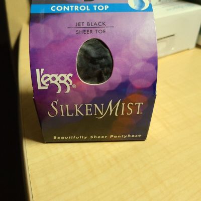 [NEW] L'eggs Silken Mist Control Top Sheer Pantyhose Tights [Jet Black, Size B]