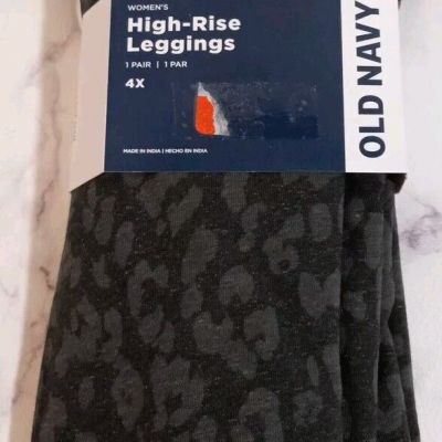 Women's Old Navy High-Rise Leggings Black Gray Size 4X NWT
