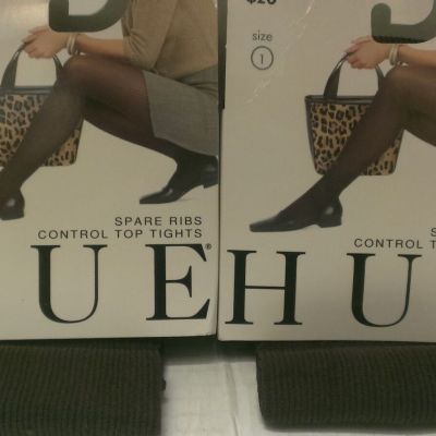 HUE WOMEN'S SPARE RIBS CONTROL TOP TIGHTS SIZE 1  (2PAIRS FOR PRICE 1)