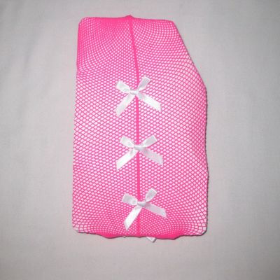 Kawaii 80s retro bow decor fishnet tights hot pink nip pastel goth punk