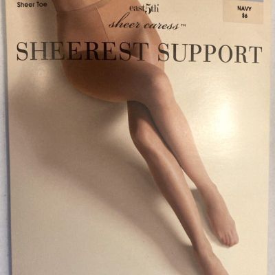 East 5th Sheer Caress Sheerest Support Pantyhose. JCP #6399. Long, Navy. New PH4