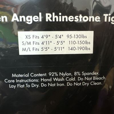 Fallen Angel Fishnet Rhinestone Black Tights Tights, Size XS