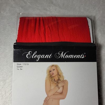 Elegant Moments Red Sheer Lace Top Thigh Hi Stockings Style 1721Q Queen 1x-3x
