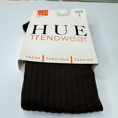 HUE Womens Trendwear Tights Size 1 Ribbed Espresso Control Top 1 Pair New