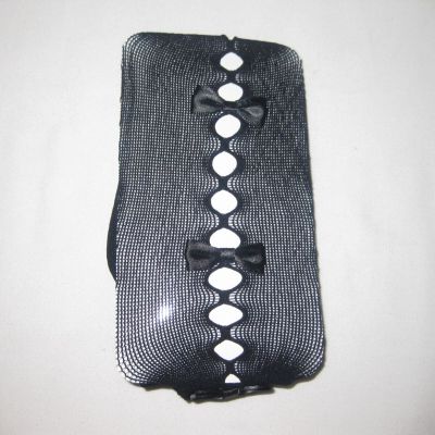 Kawaii sheer fishnet tights w/cutouts & bows black nip pastel goth