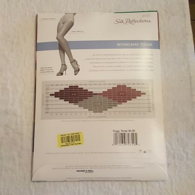 Hanes Silk Reflections Size CD Pantyhose OA085 Beyond Bare Toeless Beyond Bisque