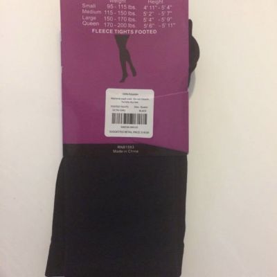 Olivia Christian Fleece Footed Tights Winter Opaque Black Size Queen NEW
