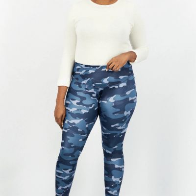 Nike Women's Dri-fit One Plus Size Mid-Rise Camo-Print Leggings-Thunder Blue 3X