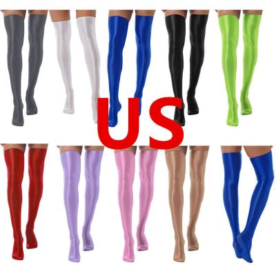 US Women Stockings Sexy Shiny Thigh High Nylon Pantyhose Long Over The Knee Silk