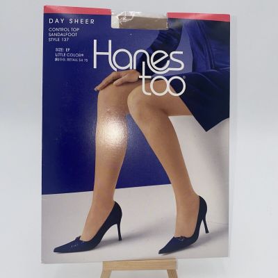 Hanes Too Day Sheer Control Top Sandalfoot Pantyhose Style 137 EF  Little Color