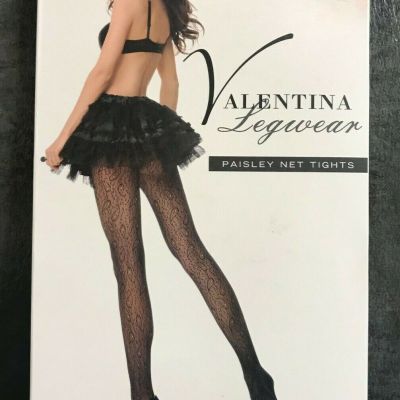 NEW - Valentina Legwear Paisley Net Black Tights Style No. 71611