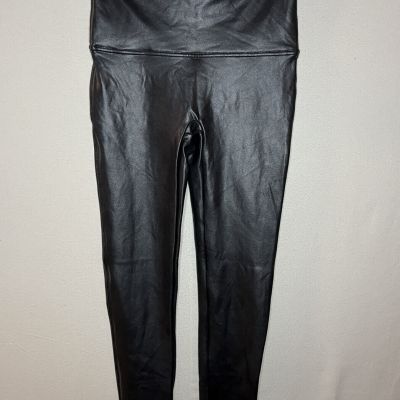 SPANX Faux Leather Black Leggings size Large Style# 2437