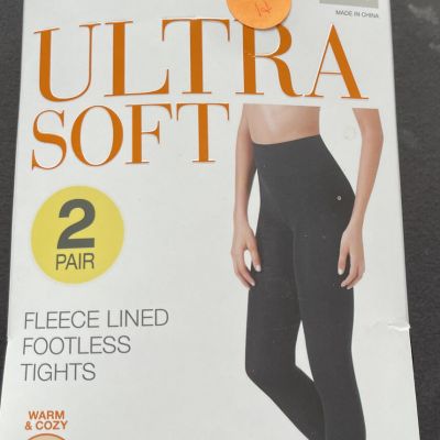 Warner's Blissful Benefits (2)Pair Fleece Lined Footless Tights S/M NEW WITH TAG