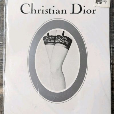 Christian Dior vintage White lace top Stockings Sandlefoot size 2 NIP unworn