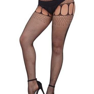 Sexy Fishnet Stockings for Women Rhinestone Thigh High Stockings One Size Black
