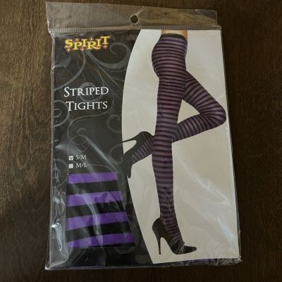 spirit Halloween Striped tights purple black stripes small Medium S/m New