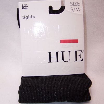 New Hue LUREX RIBBED Tights Control Top Black S/M $13