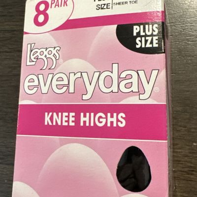L'eggs Everyday Knee High stockings 5 Pair Only  Off Black Sheer Toe Plus Size