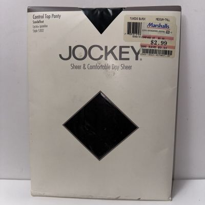 Jockey Control Top Panty Sandalfoot Tuxedo Black Medium Tall 5302 Lycra Vintage
