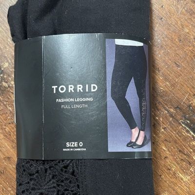 Torrid Black Crochet Inset Full Length High Waist Premium Leggings Size 0 , 12