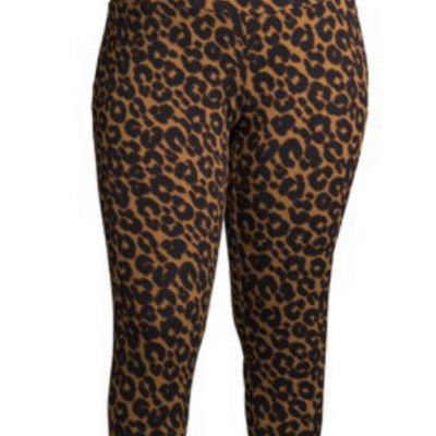 TERRA & SKY Womens Leopard Pattern Leggings Size 5X 32W-34W High Rise New