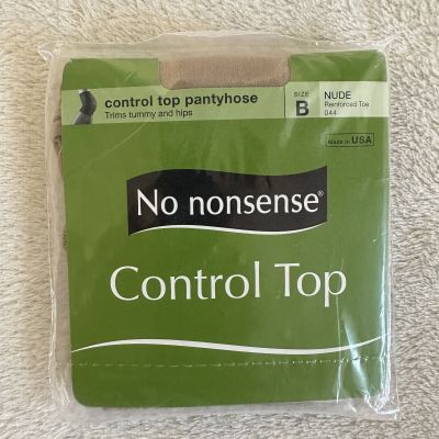 No Nonsense Nylon Pantyhose Control Top Nude Reinforced Toe Size B 044 NEW