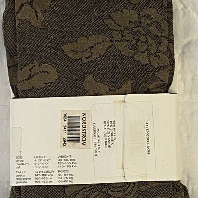 DKNY Donna Karan New York Opaque Control Top Tights Gray Floral Jacquard M