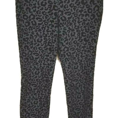 Style & Co Black Gray Leopard Print Slim Legging Mid Rise Comfort Waist Women XS