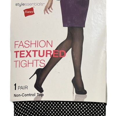 Hanes Fashion Fishnet Stockings Textured Tights, Black, M/L or L/XL
