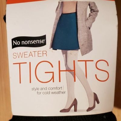 Ladies No Nonsense Black Textured Pattern Sweater Tights Size Small - NWT