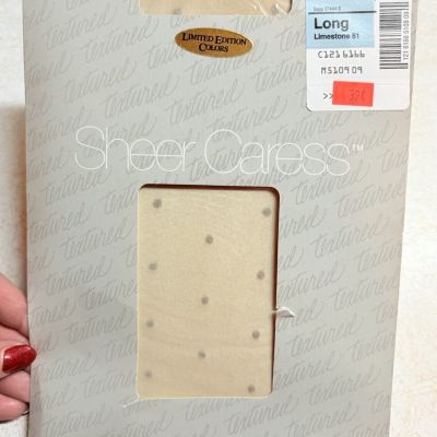 Sheer Caress Vintage Limited Edition Textured Pantyhose Limestone 51 Size Long