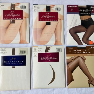 Hanes Pantyhose 6 Silk Reflections Size CD Control Top Various Colors Sandalfoot