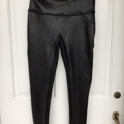Spanx Leggings Size XL Petite PXL Classic Black Faux Patent Leather Shiny