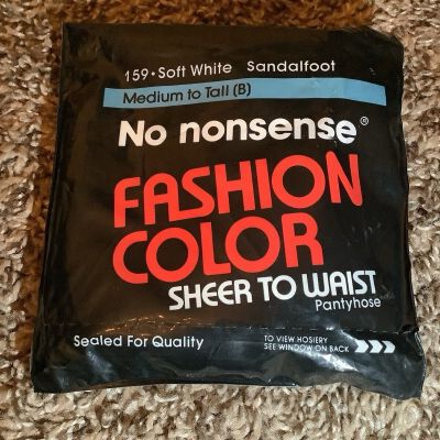 No Nonsense fashion color sheer to waist pantyhose, soft white, size: B