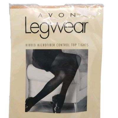 Vintage Avon Legwear Ribbed Microfiber Tights Size B Ivory Control Top USA