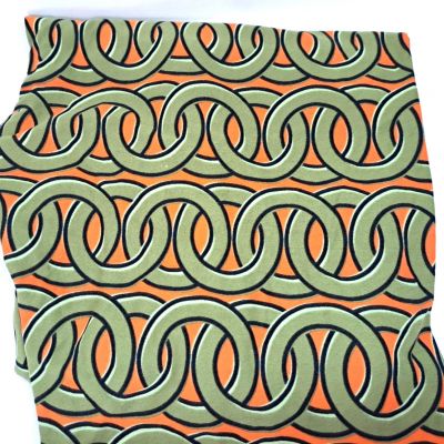 Lularoe Tall & Curvy Leggings Orange ground with olive green interlocking rings