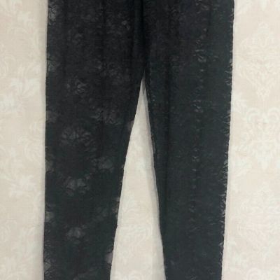 Black Sheer Floral Pattern Small / Medium Stretch Leggings
