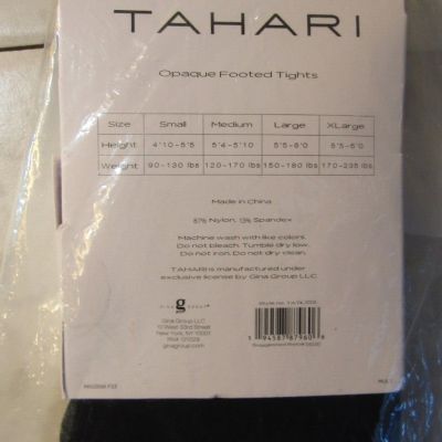 NIB Tahari Opaque Footed Tights Black Stocking Socks 2-Pair Size M